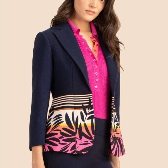 💕TRINA TURK💕 Beacon Blazer ~ Beach Side Abstract Tropical Print 14 NWT - Picture 4 of 16
